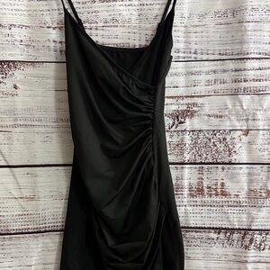 SHEIN Black Draped Mini Dress